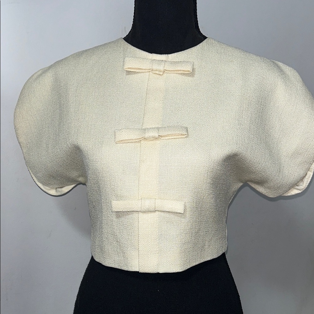 Closet Cream Bow Accent Women's Blouse